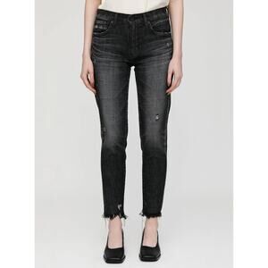 Moussy Vintage MV Diana Skinny Jeans Mid Rise Frayed Hem Black Womens Size 28
